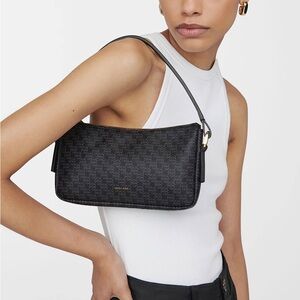 Anine Bing Bianca Monogram Shoulder Bag - Black & Gold 90s Style Purse Handbag